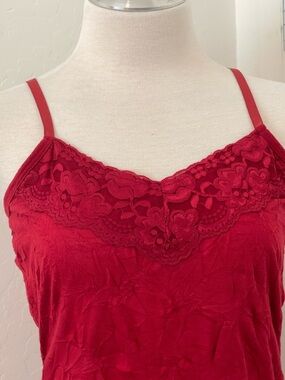 Dress Barn Red Lace-Trim Satin Camisole Tank Top